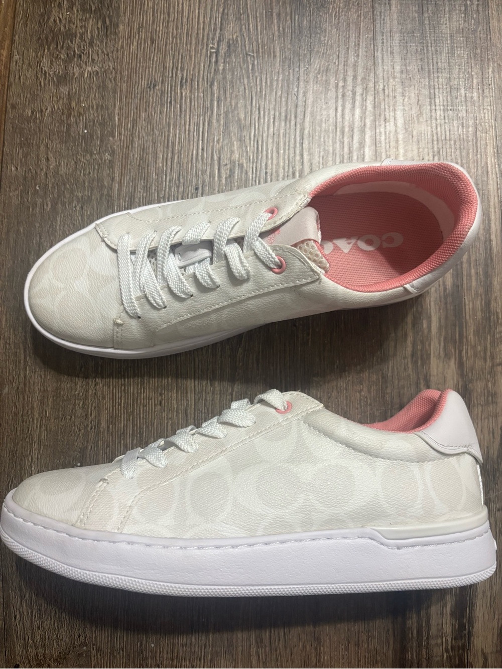 Coach White Sneakers with Pink Lining